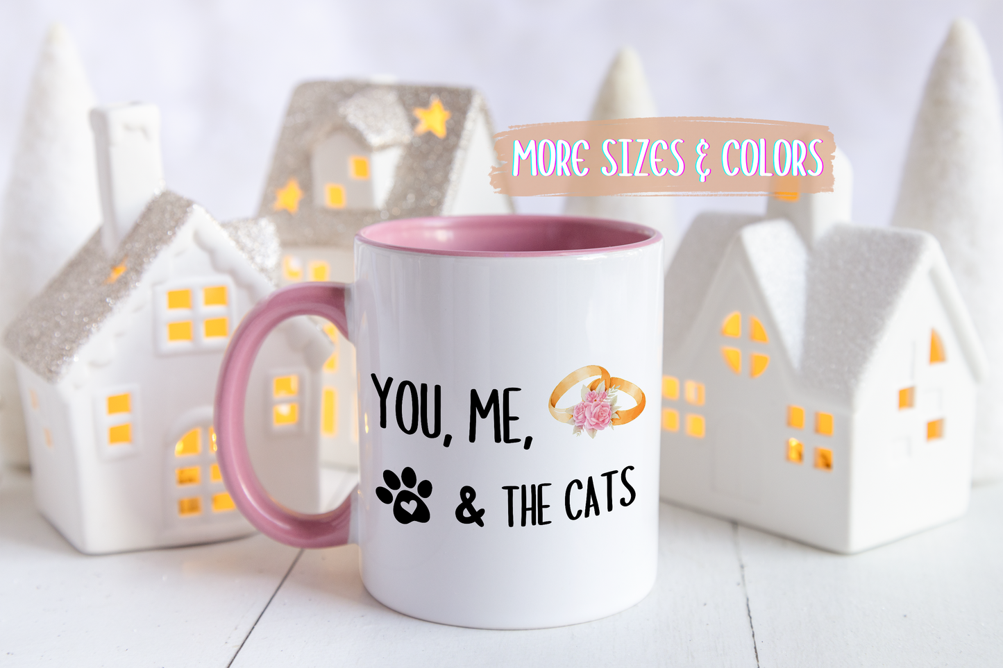 You, Me, & The Cats Mug | Cute Cat Lover Couple Gift | Custom Made Coffee Cup