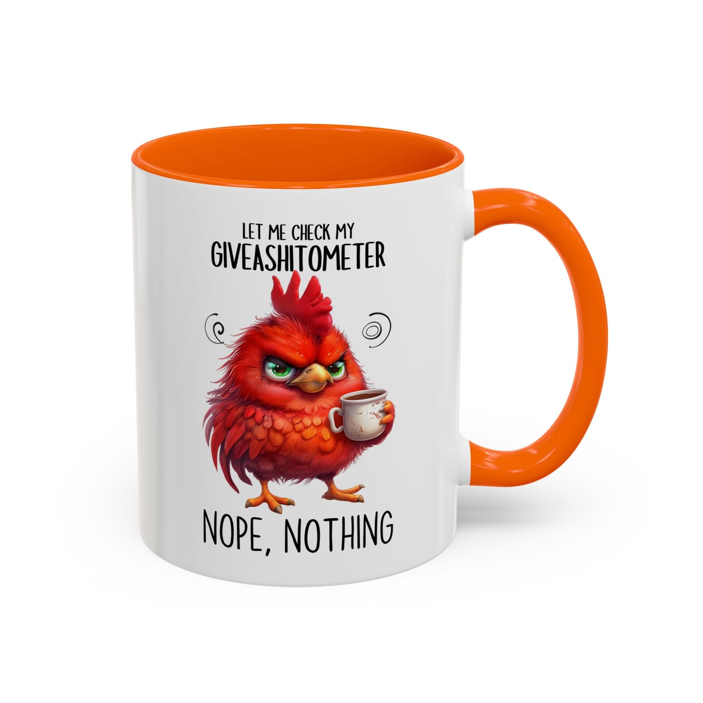 Funny Coffee Mug – “Let Me Check My Giveashitometer... Nope, Nothing” | Sarcastic Grumpy Bird Cup, Office Humor Gift for Coworkers