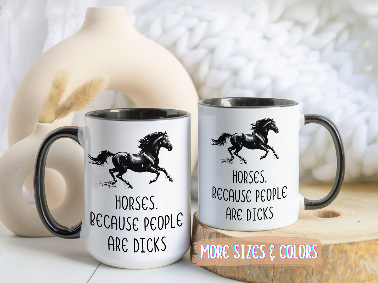 Horses. Because People Are The Worst Mug | Funny Horse Lover Gift | Custom Made Equestrian Coffee Cup