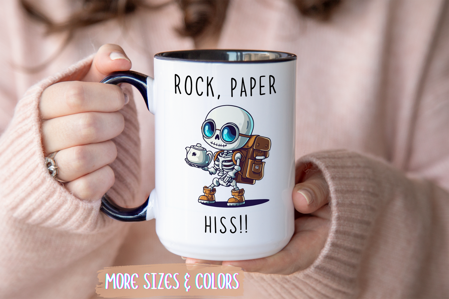 Rock, Paper, Hiss!! Mug | Funny Skeleton Mug | Custom Made Gamer Coffee Cup