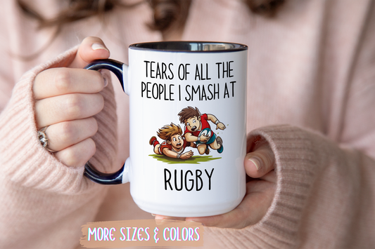 Tears of All the People I Smash at Rugby Mug | Funny Rugby Player Gift | Custom Made Sports Coffee Cup