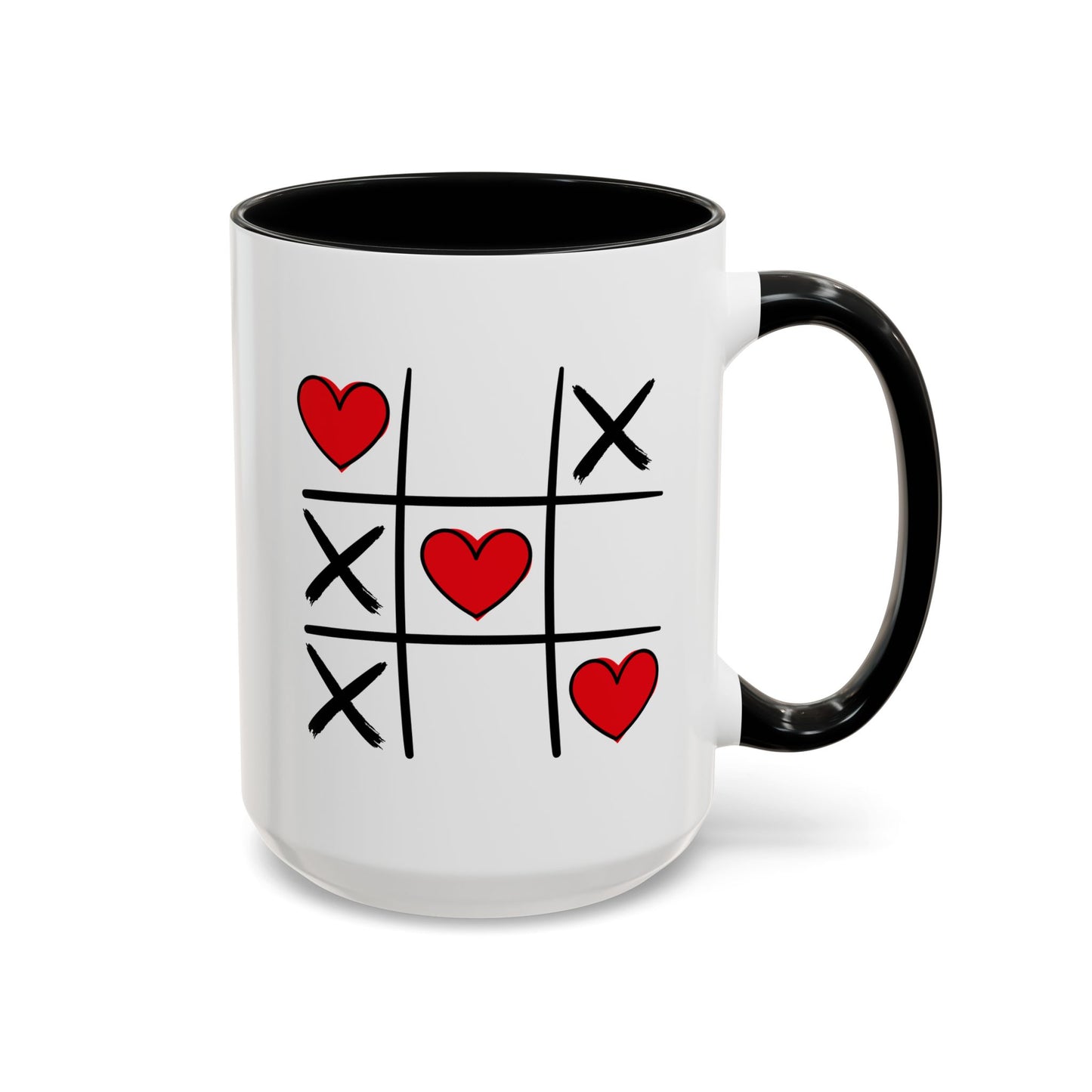 Tic Tac Toe Hearts Mug – Cute Valentine’s Day Coffee Mug | Romantic Gift for Couples, Girlfriends & Boyfriends