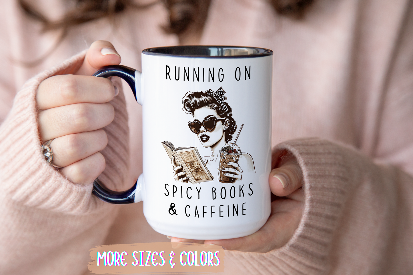 Running on Spicy Books and Caffeine Mug | Funny Book Lover Mug | Custom Made Reading Coffee Cup