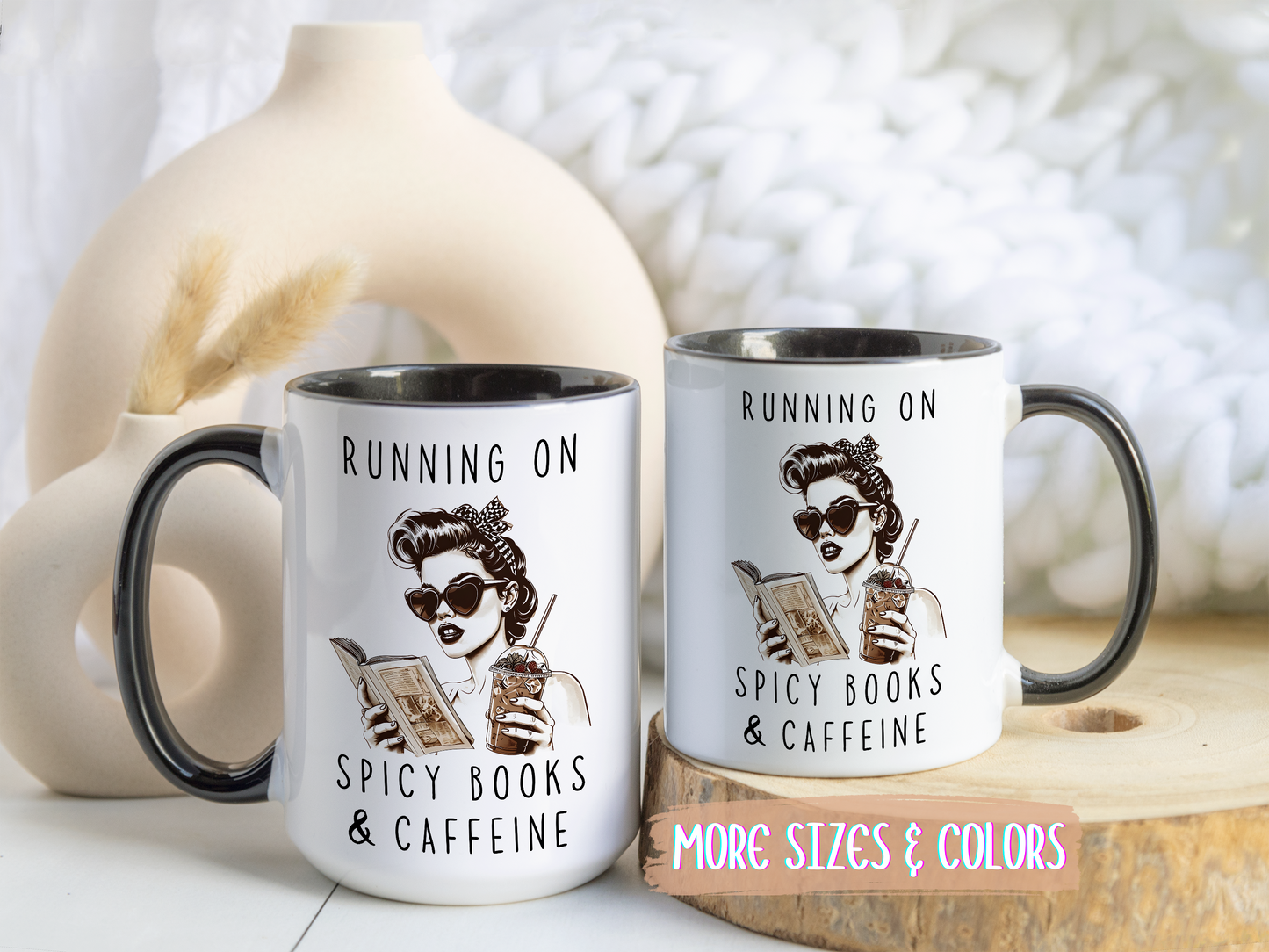 Running on Spicy Books and Caffeine Mug | Funny Book Lover Mug | Custom Made Reading Coffee Cup