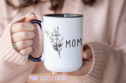 Minimalist Mom Mug | Custom Made Floral Coffee Cup | Mother’s Day Gift for Mom