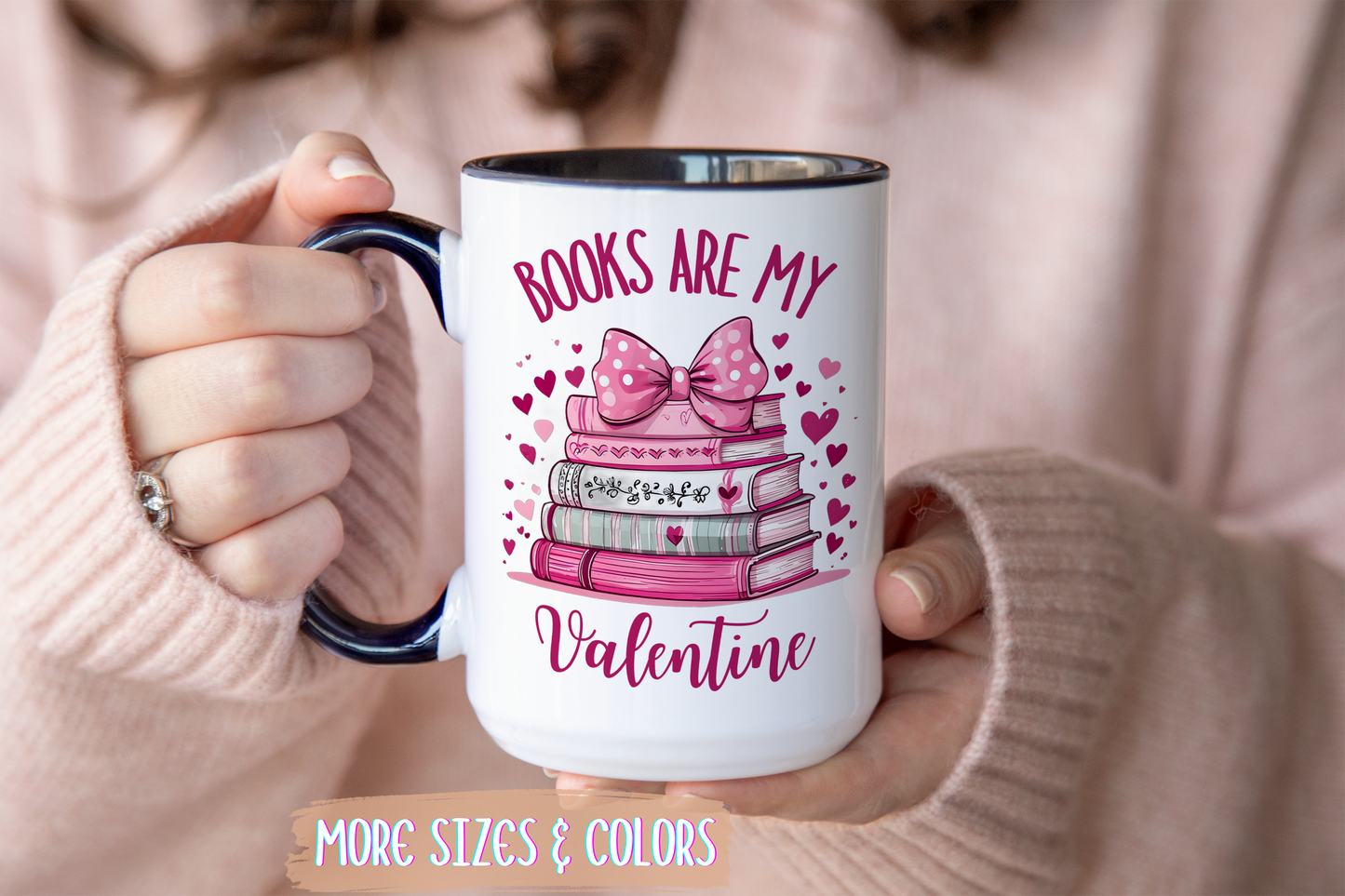 Books Are My Valentine Mug – Cute Book Lover Coffee Cup | Valentine’s Day Gift for Readers, Writers & Bibliophiles