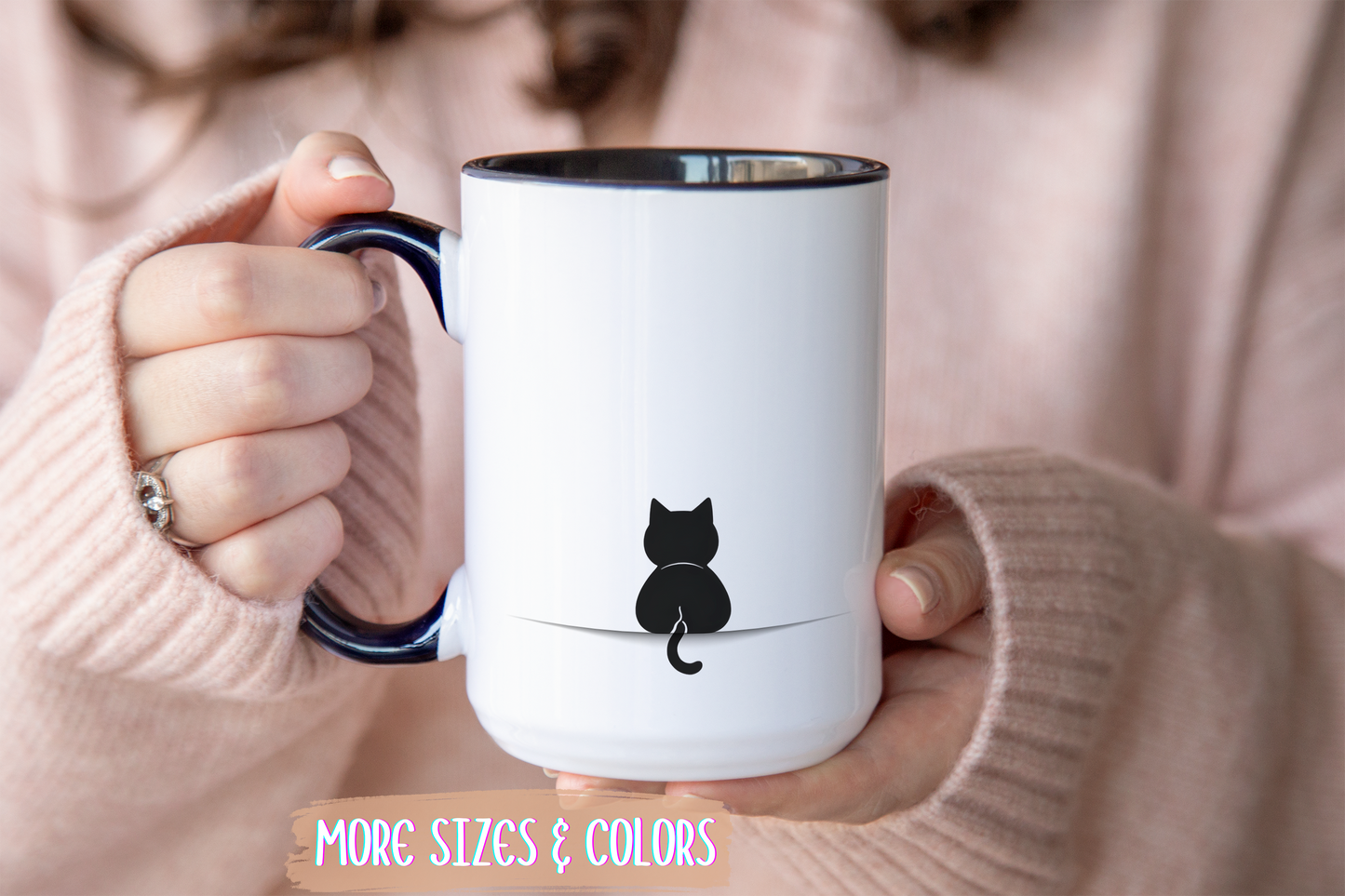 Minimalist Black Cat Mug | Cute Cat Lover Gift | Custom Made Pet Coffee Cup