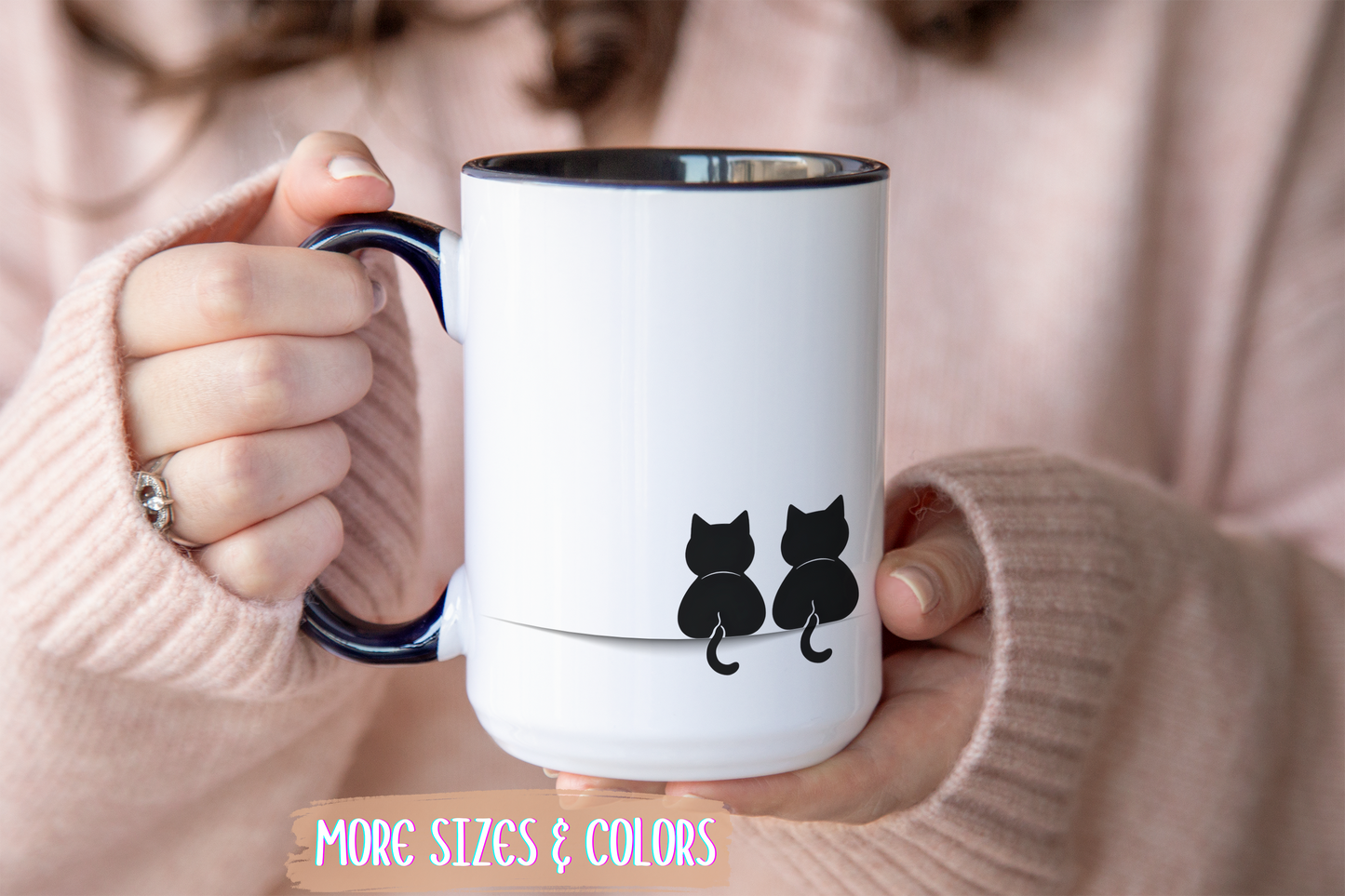 Two Black Cats Mug | Minimalist Cat Lover Gift | Custom Made Coffee Cup for Pet Owners