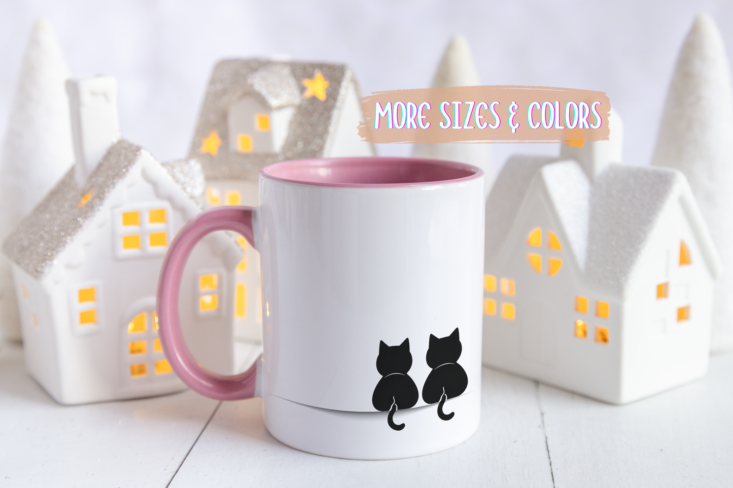 Two Black Cats Mug | Minimalist Cat Lover Gift | Custom Made Coffee Cup for Pet Owners