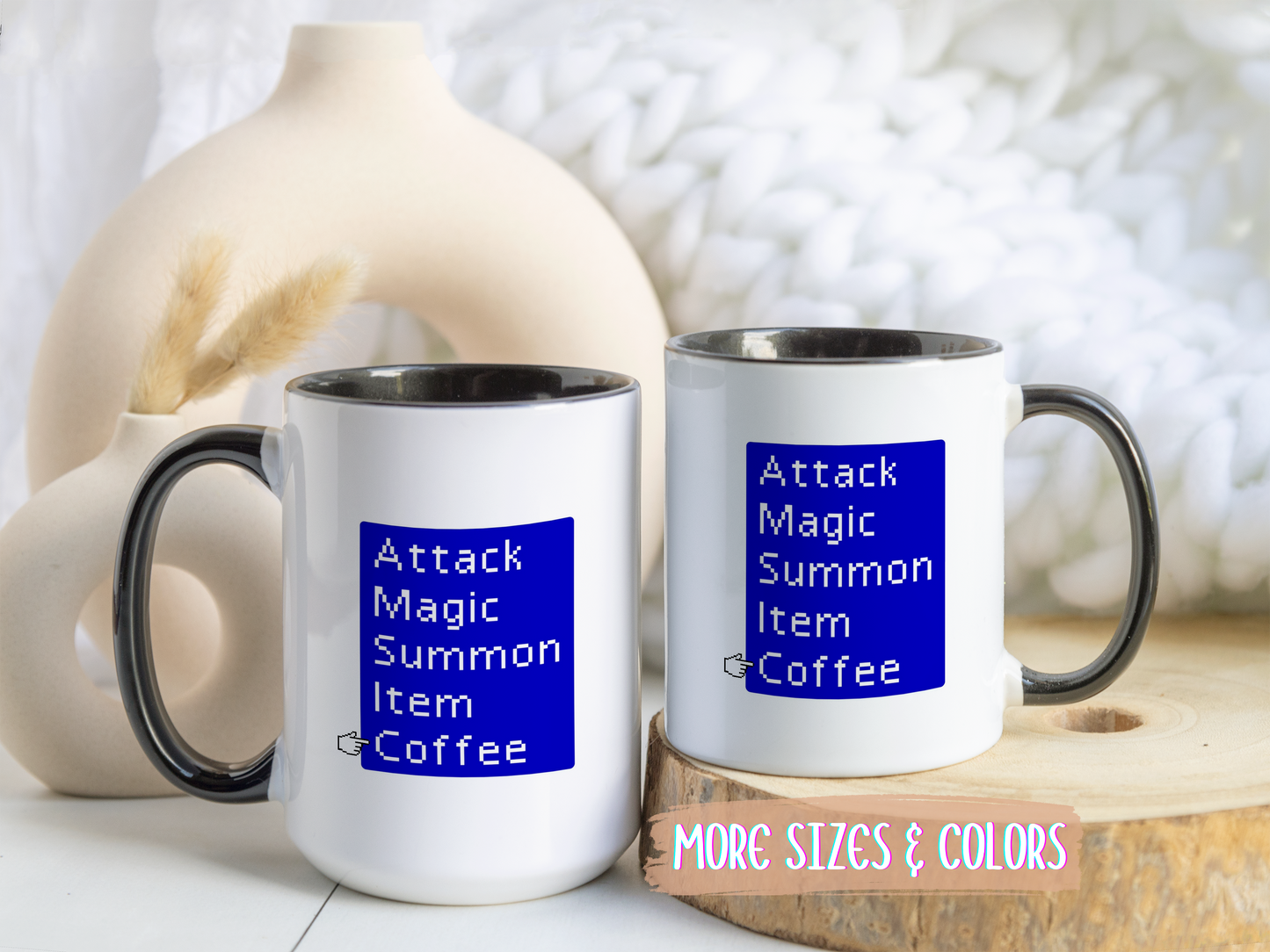 Attack Magic Summon Coffee Mug | Funny Gamer Mug | Custom Made Video Game Coffee Cup for RPG Fans