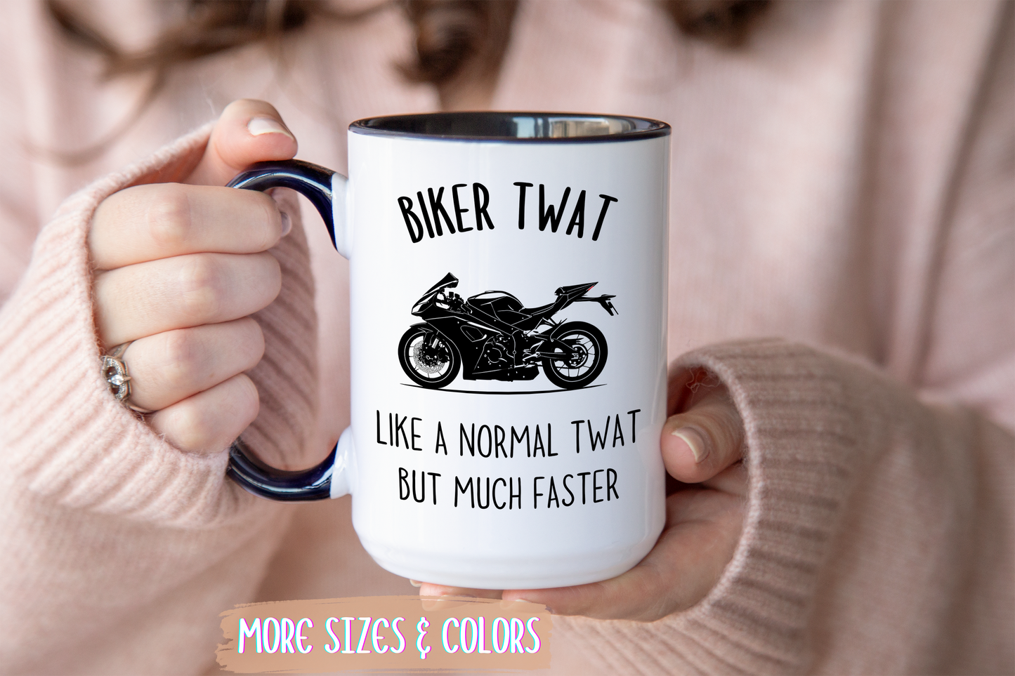 Funny Biker Mug | Motorcycle Rider Gift | Custom Made Coffee Cup for Bikers – “Like a Normal Person But Much Faster”