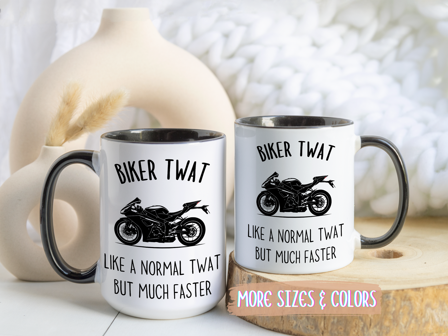 Funny Biker Mug | Motorcycle Rider Gift | Custom Made Coffee Cup for Bikers – “Like a Normal Person But Much Faster”