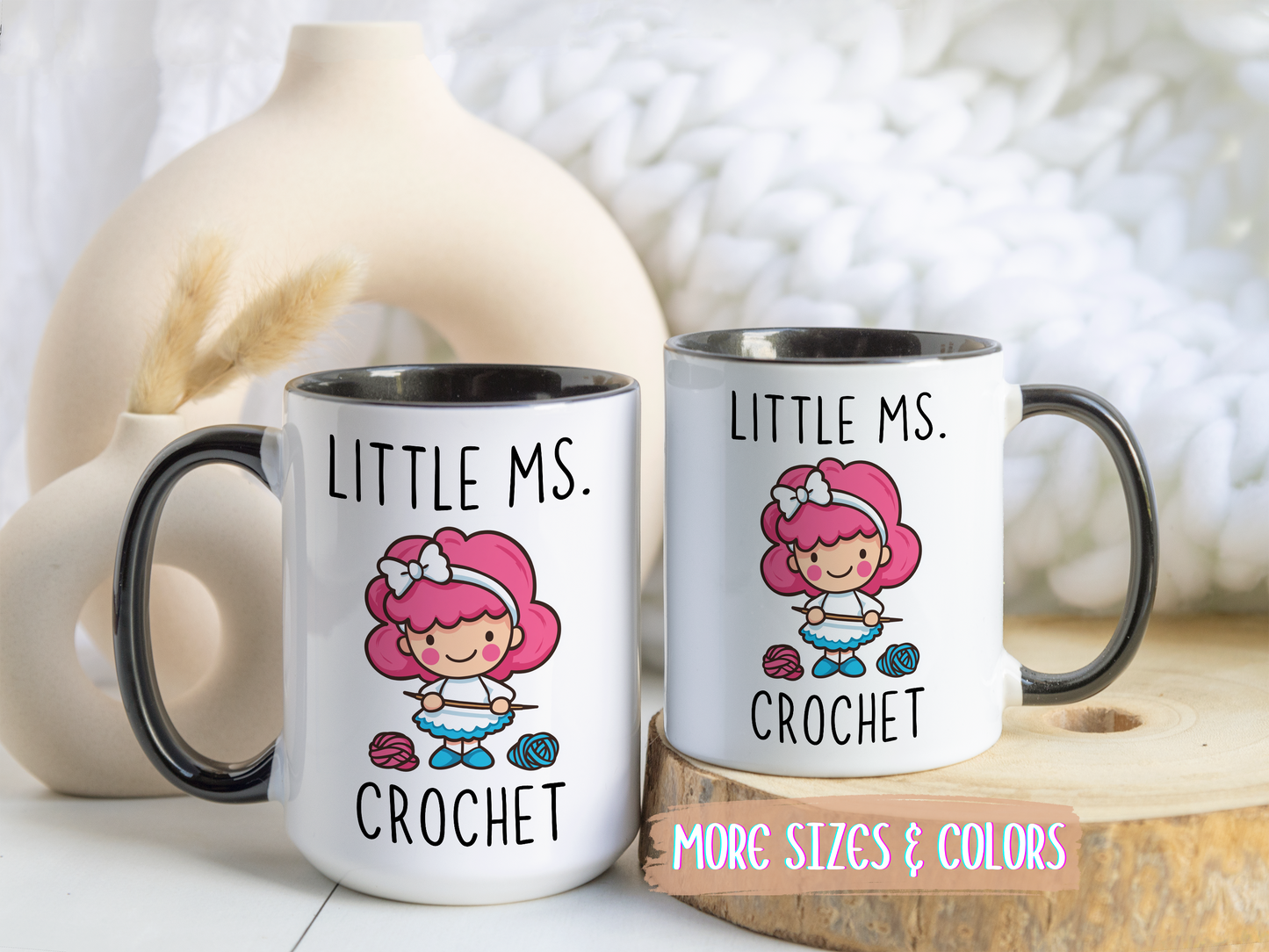 Little Ms. Crochet Mug | Cute Crochet Lover Coffee Cup | Custom Made Gift for Yarn Lovers