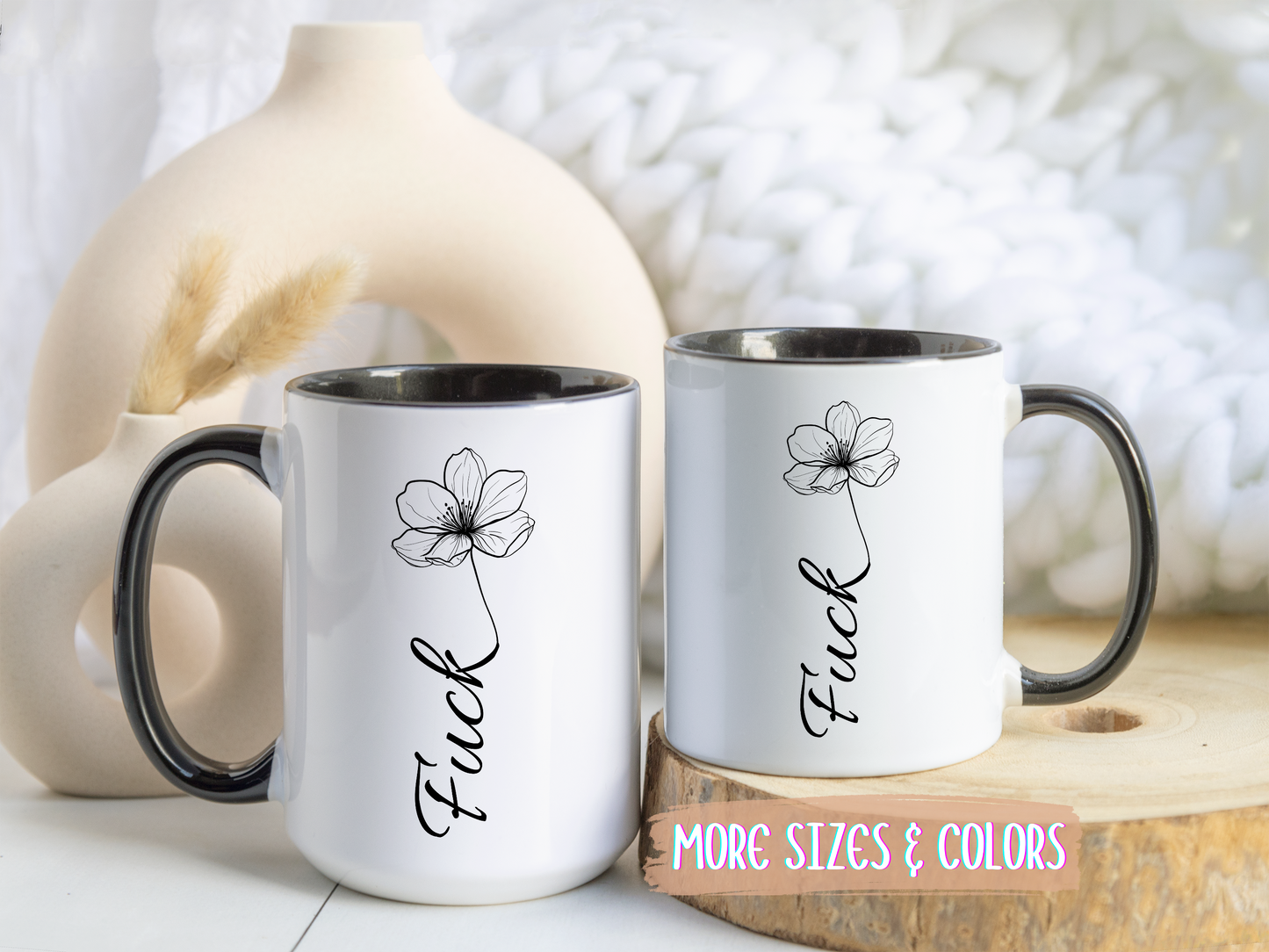 Floral Mood Mug | Elegant Minimalist Coffee Cup | Custom Made Sarcastic Gift