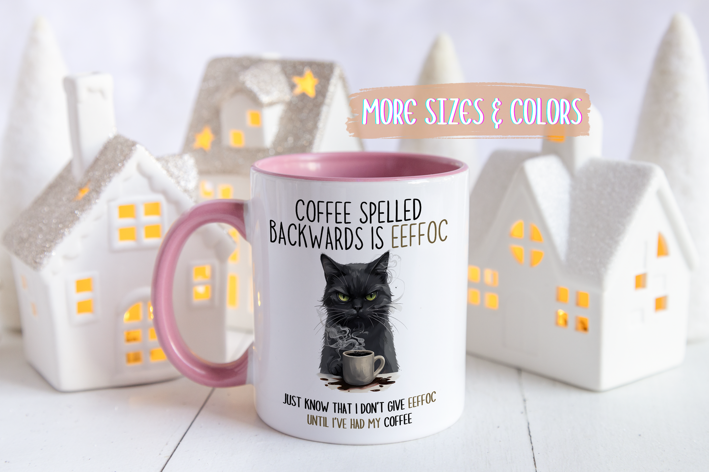 Coffee Spelled Backwards Is Eeffoc Mug | Funny Cat Coffee Cup | Custom Made Sarcastic Gift