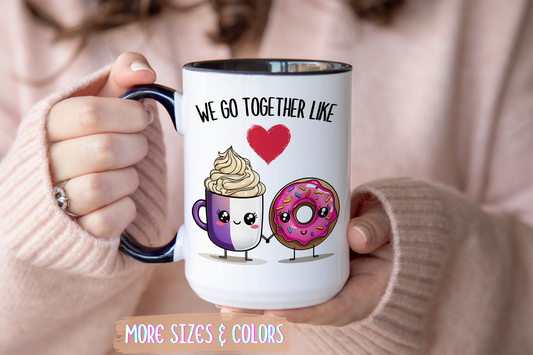 We Go Together Like Coffee and Donuts Mug – Cute Couple Mug | Funny Valentine’s Day Gift for Him or Her