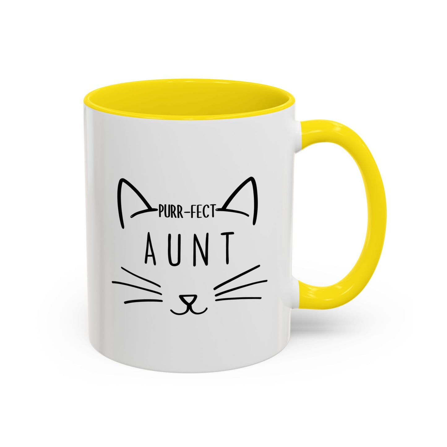 Purr-fect Aunt Mug | Cute Cat Lover Coffee Cup | Custom Made Gift for Cat Aunts, Sisters & Pet Lovers