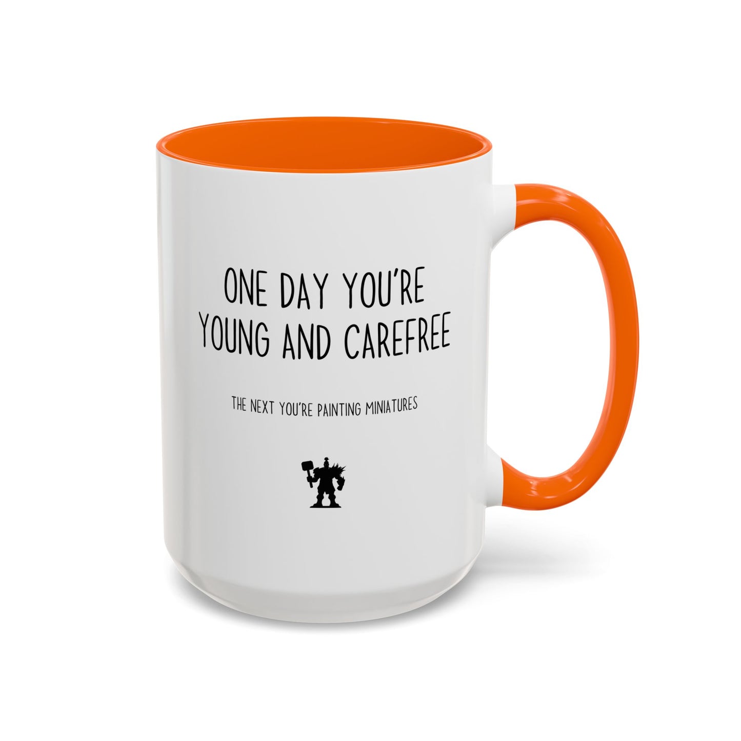 One Day You’re Young and Carefree, The Next You’re Painting Miniatures Mug | Funny Hobby Gift | Custom Made Coffee Cup