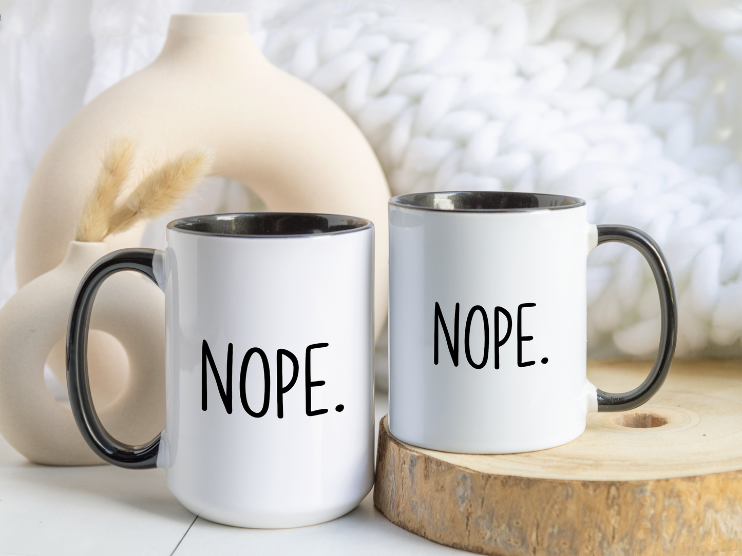Minimalist Funny Mug – “Nope.” | Sarcastic Coffee Cup, Simple Office Humor Gift, Introvert Mug, Sassy Quote Cup