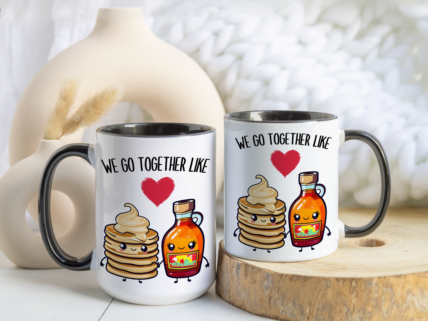 We Go Together Like Pancakes and Syrup Mug – Cute Couple Mug | Funny Valentine’s Gift for Him or Her