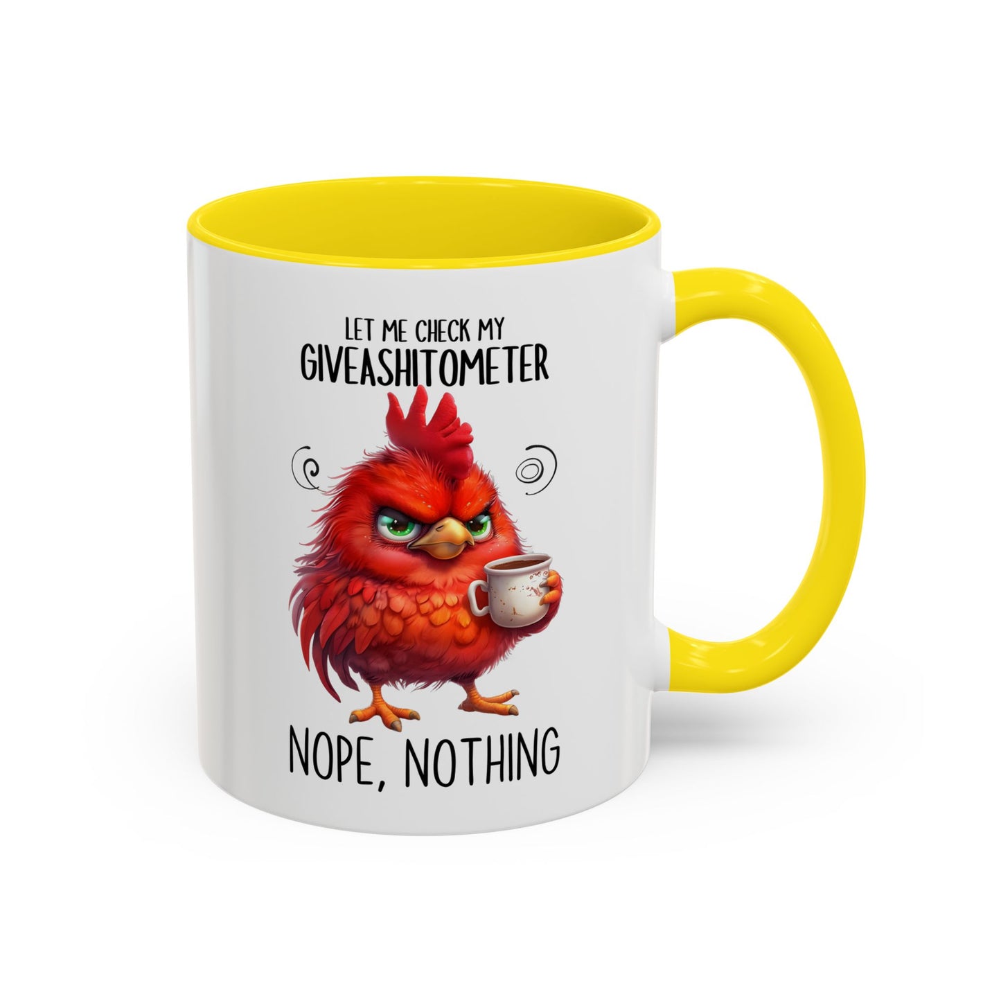 Funny Coffee Mug – “Let Me Check My Giveashitometer... Nope, Nothing” | Sarcastic Grumpy Bird Cup, Office Humor Gift for Coworkers