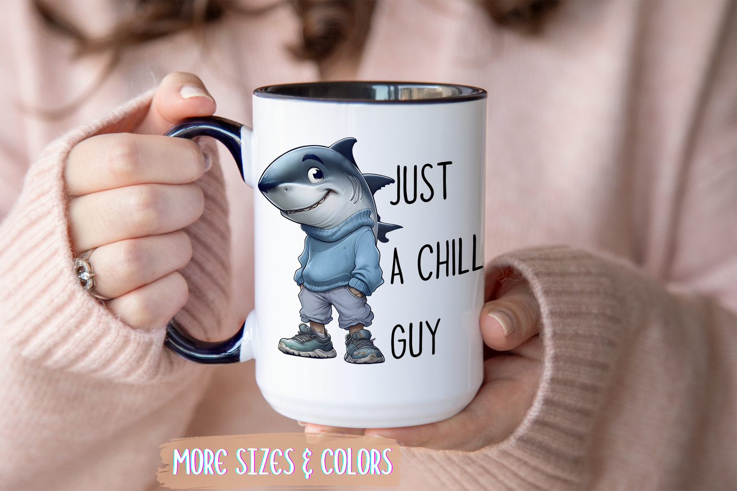 Just a Chill Guy Shark Mug | Funny Ocean Coffee Cup | Custom Made Gift for Shark Lovers