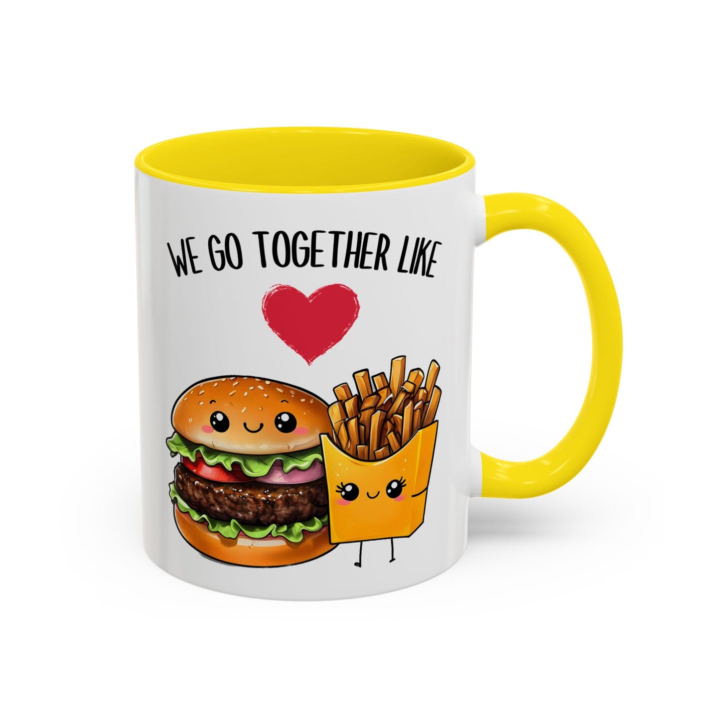 We Go Together Like Burgers and Fries Mug – Cute Couple Mug | Funny Valentine’s Day Gift for Him or Her