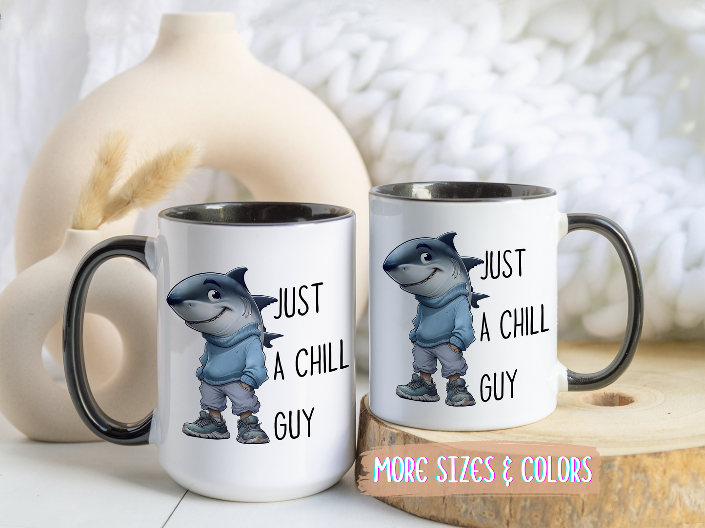 Just a Chill Guy Shark Mug | Funny Ocean Coffee Cup | Custom Made Gift for Shark Lovers