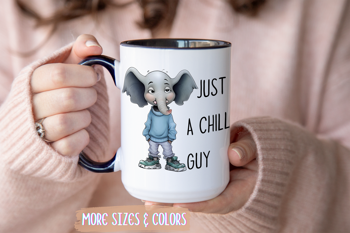 Just a Chill Guy Elephant Mug | Funny Animal Coffee Cup | Custom Made Gift for Elephant Lovers