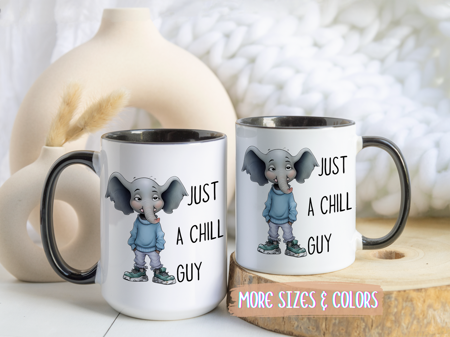 Just a Chill Guy Elephant Mug | Funny Animal Coffee Cup | Custom Made Gift for Elephant Lovers