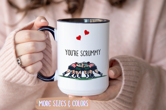 You’re Scrummy Mug | Funny Rugby Pun Mug | Cute Custom Made Gift for Couples or Rugby Fans