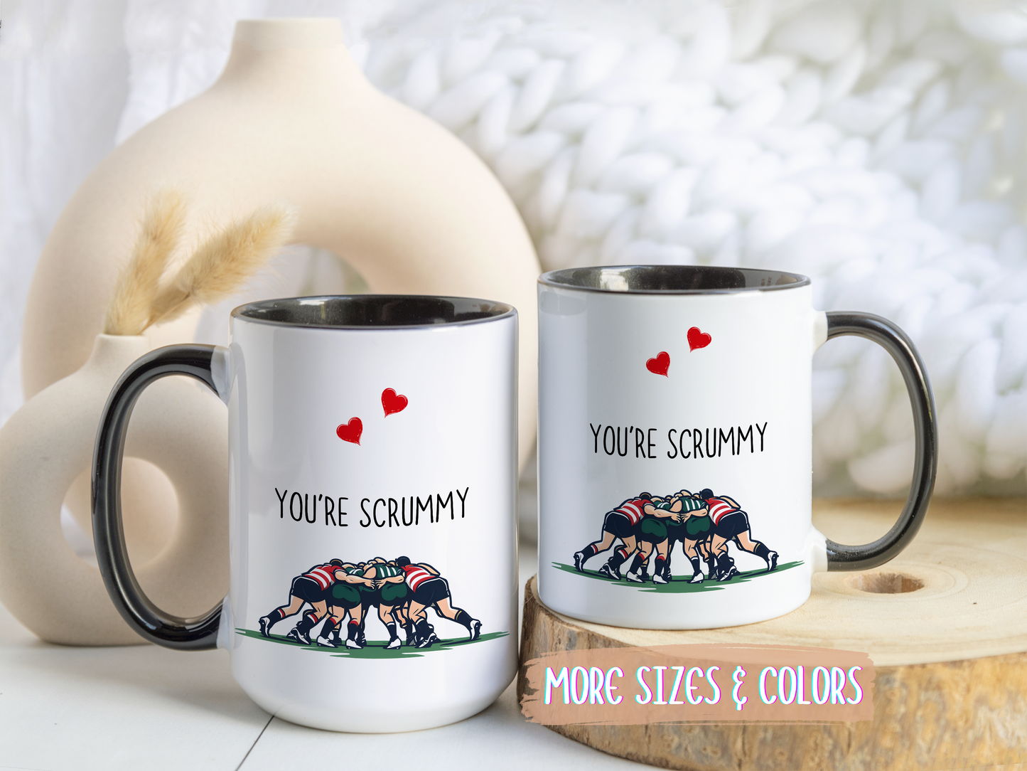 You’re Scrummy Mug | Funny Rugby Pun Mug | Cute Custom Made Gift for Couples or Rugby Fans