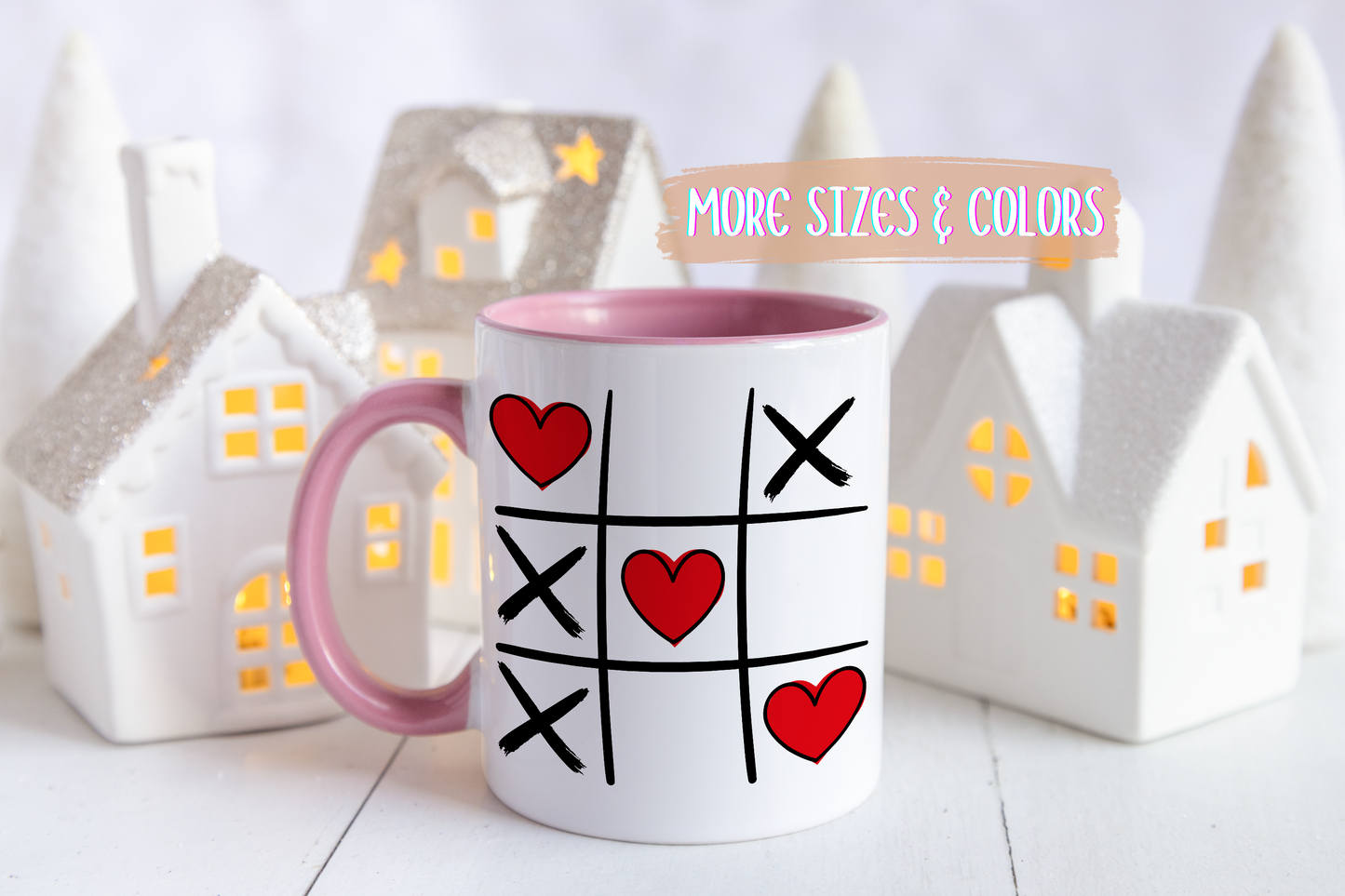 Tic Tac Toe Hearts Mug – Cute Valentine’s Day Coffee Mug | Romantic Gift for Couples, Girlfriends & Boyfriends