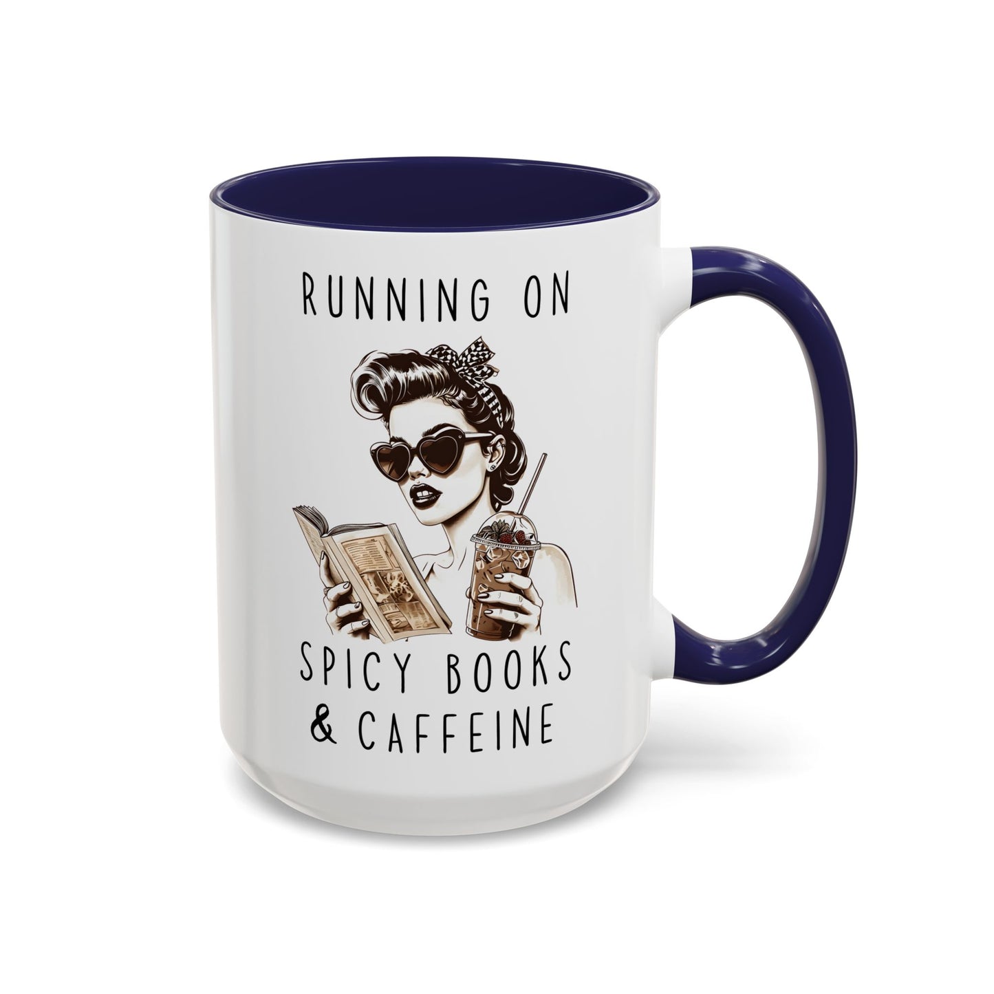 Running on Spicy Books and Caffeine Mug | Funny Book Lover Mug | Custom Made Reading Coffee Cup