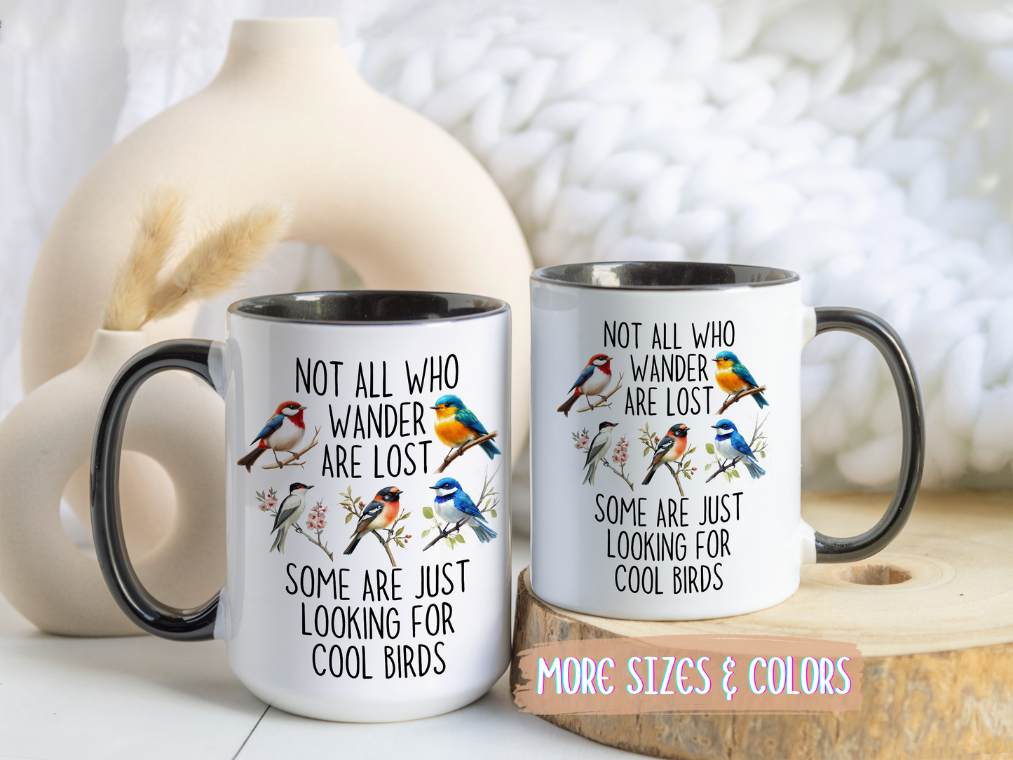 Not All Who Wander Are Lost Birdwatching Mug | Cool Birds Coffee Cup | Custom Made Gift for Bird Lovers & Nature Fans