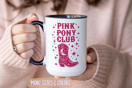 Pink Pony Club Mug | Western Aesthetic Cowgirl Mug | Retro Country Boot Mug | Custom Made Gift