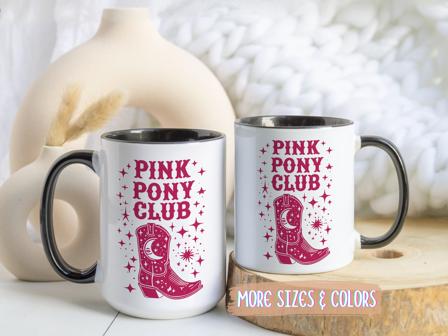 Pink Pony Club Mug | Western Aesthetic Cowgirl Mug | Retro Country Boot Mug | Custom Made Gift