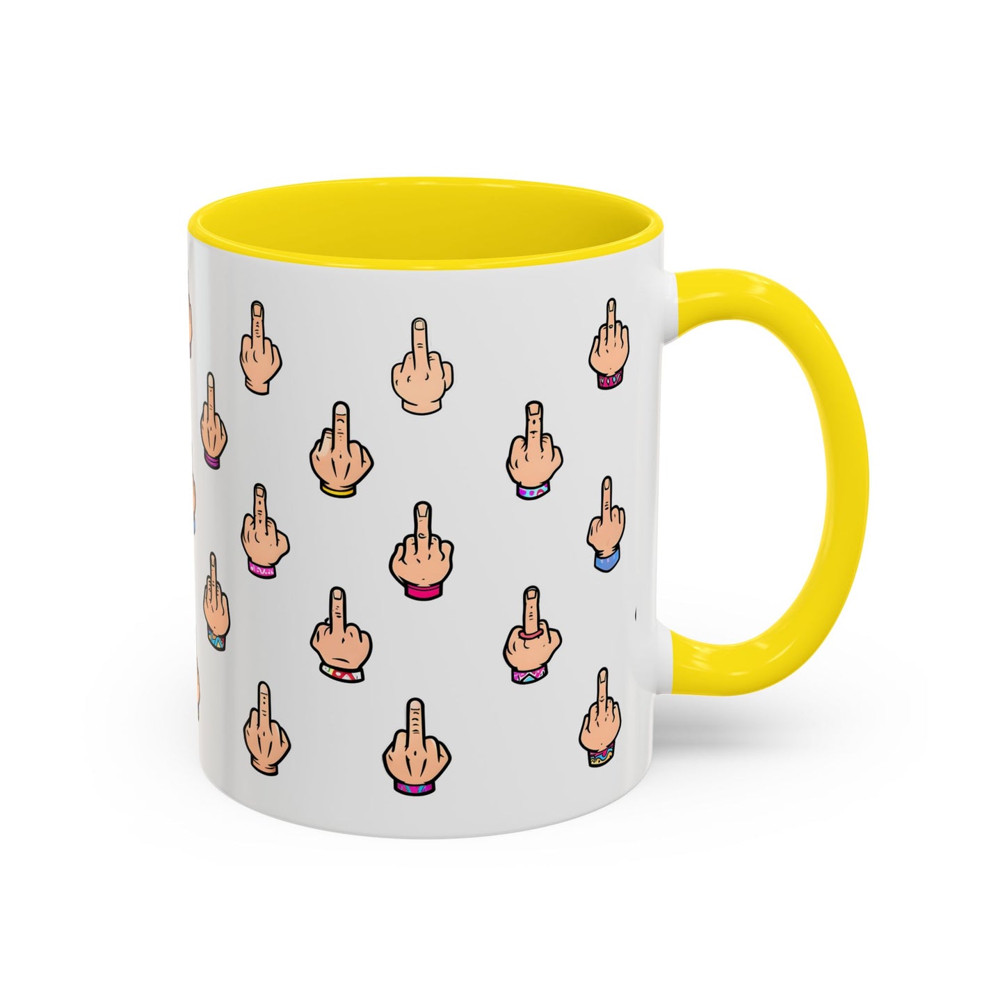 Funny Middle Finger Pattern Mug | Custom Made Sarcastic Coffee Cup Gift