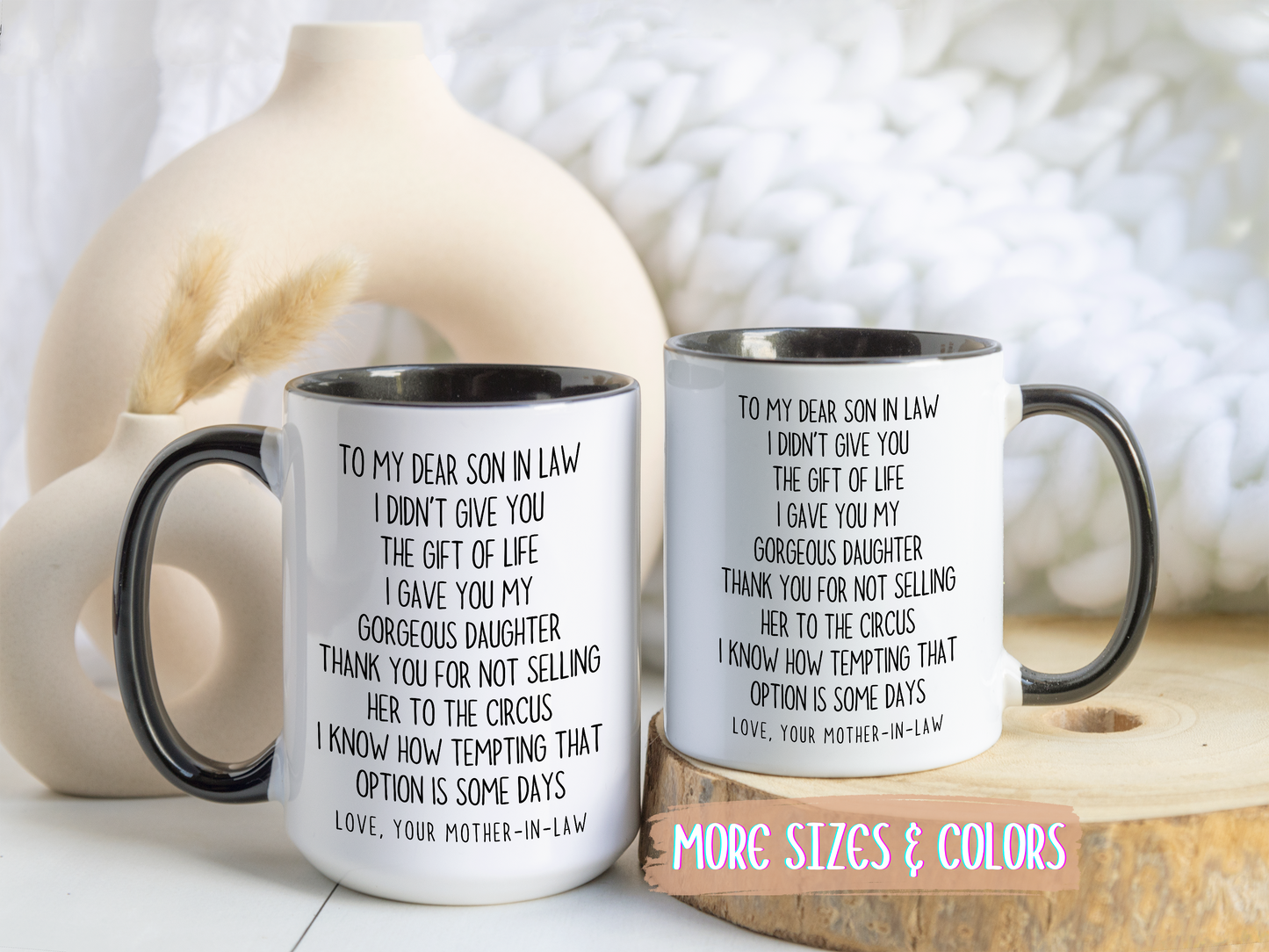 Funny Mother-in-Law to Son-in-Law Mug | Custom Made Gift | Circus Joke Coffee Cup | Son-in-Law Appreciation Mug