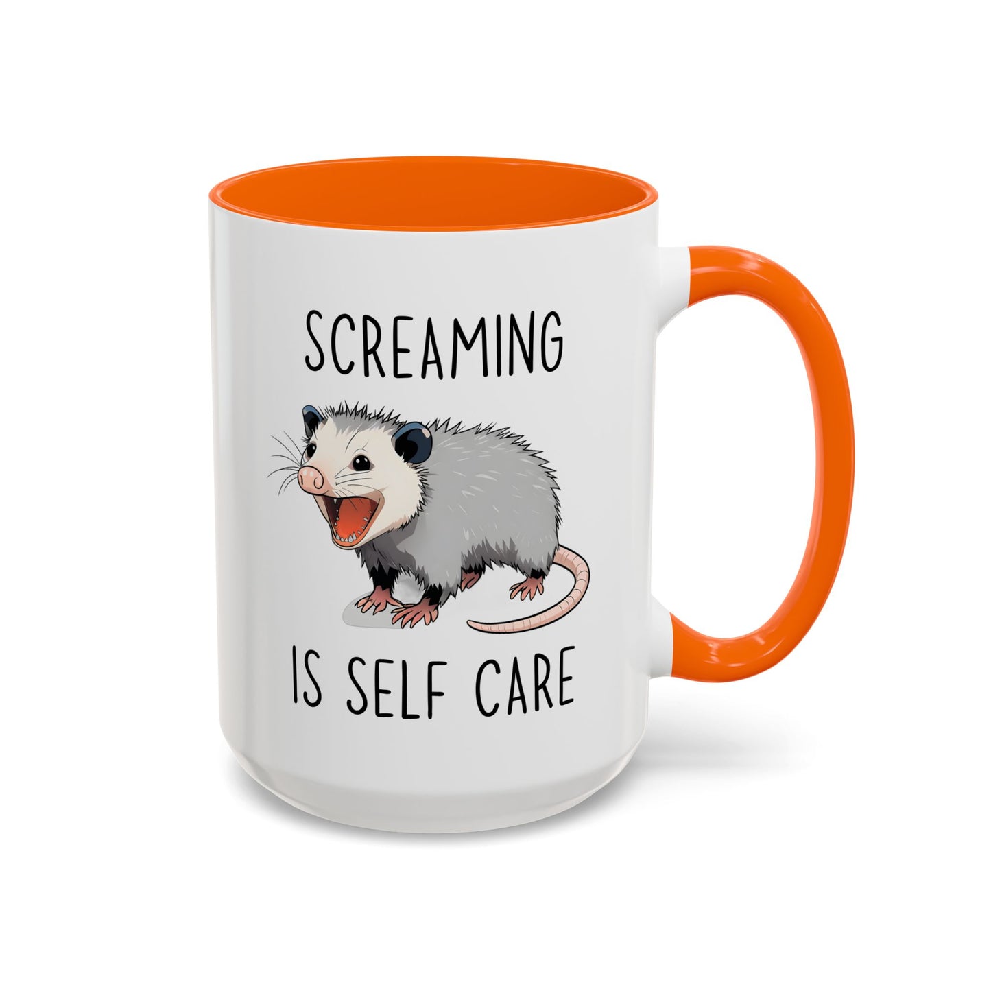 Screaming Is Self Care Mug | Funny Possum Coffee Cup | Custom Made Mental Health Humor Gift