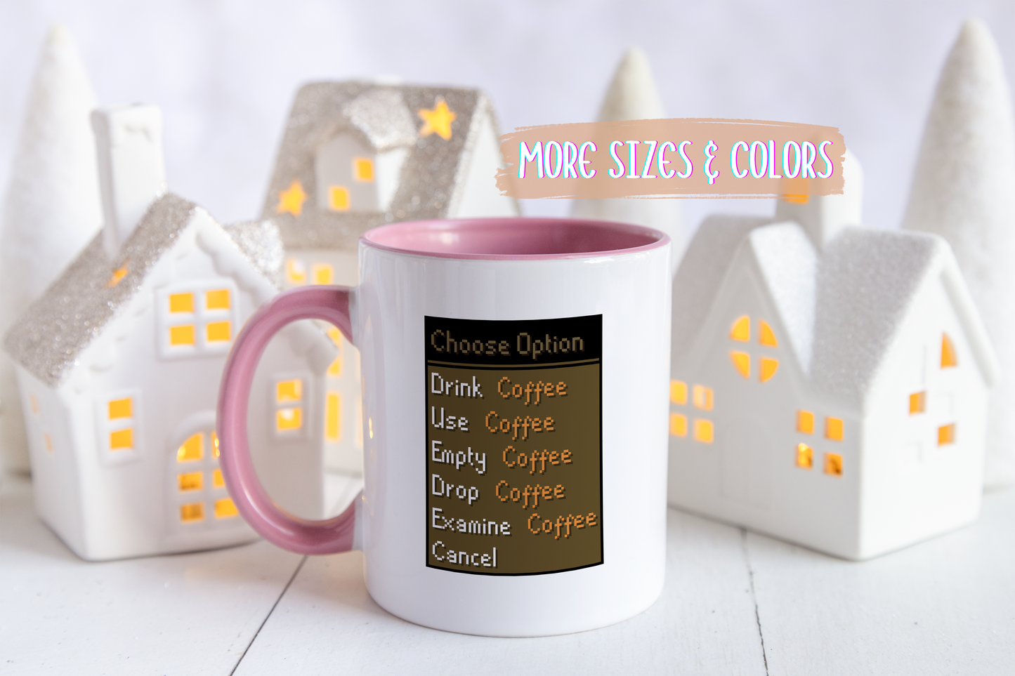 Choose Option Coffee Mug | Funny Gamer Coffee Cup | Custom Made Pixel Menu Mug for Gamers