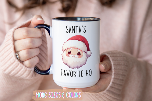 Santa’s Favorite Ho Ho Ho Funny Christmas Mug | Cute Santa Holiday Cup | Custom Made Gift for Her or Him