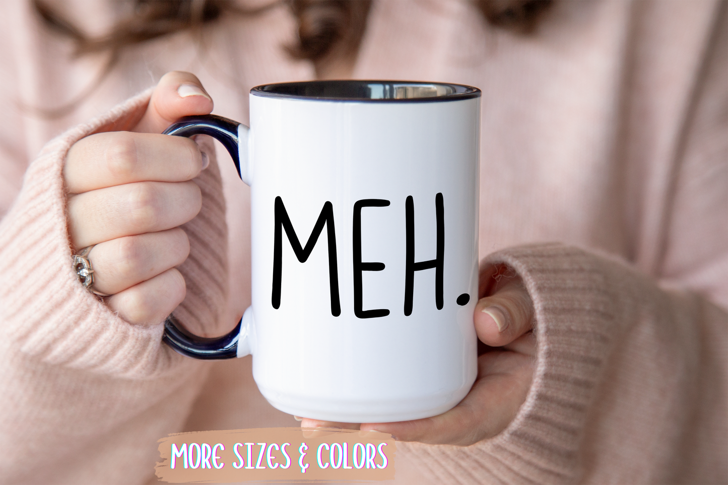 MEH. Minimalist Funny Mug | Low-Energy Mood Coffee Cup | Custom Made Gift for Her or Him