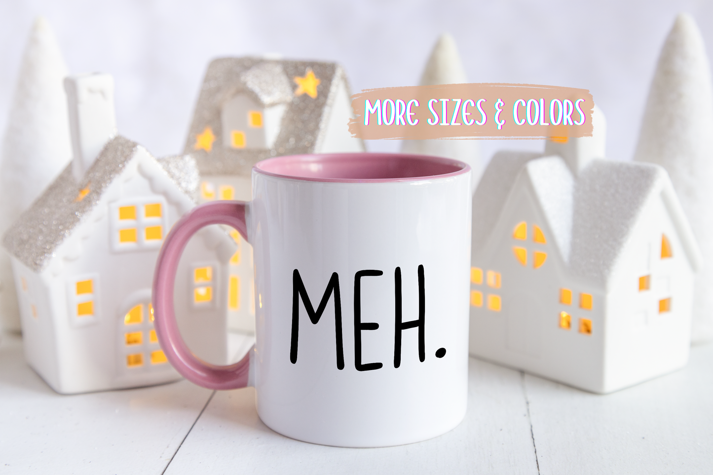 MEH. Minimalist Funny Mug | Low-Energy Mood Coffee Cup | Custom Made Gift for Her or Him
