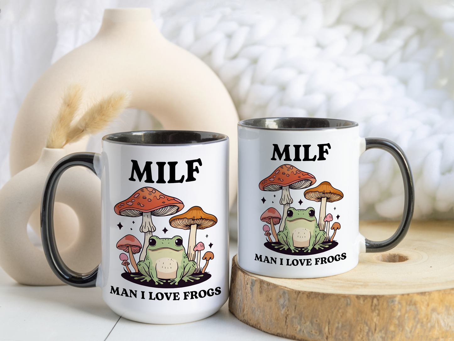 MILF Mug – Man I Love Frogs | Funny Frog Lover Mug | Cottagecore Mushroom Aesthetic Gift