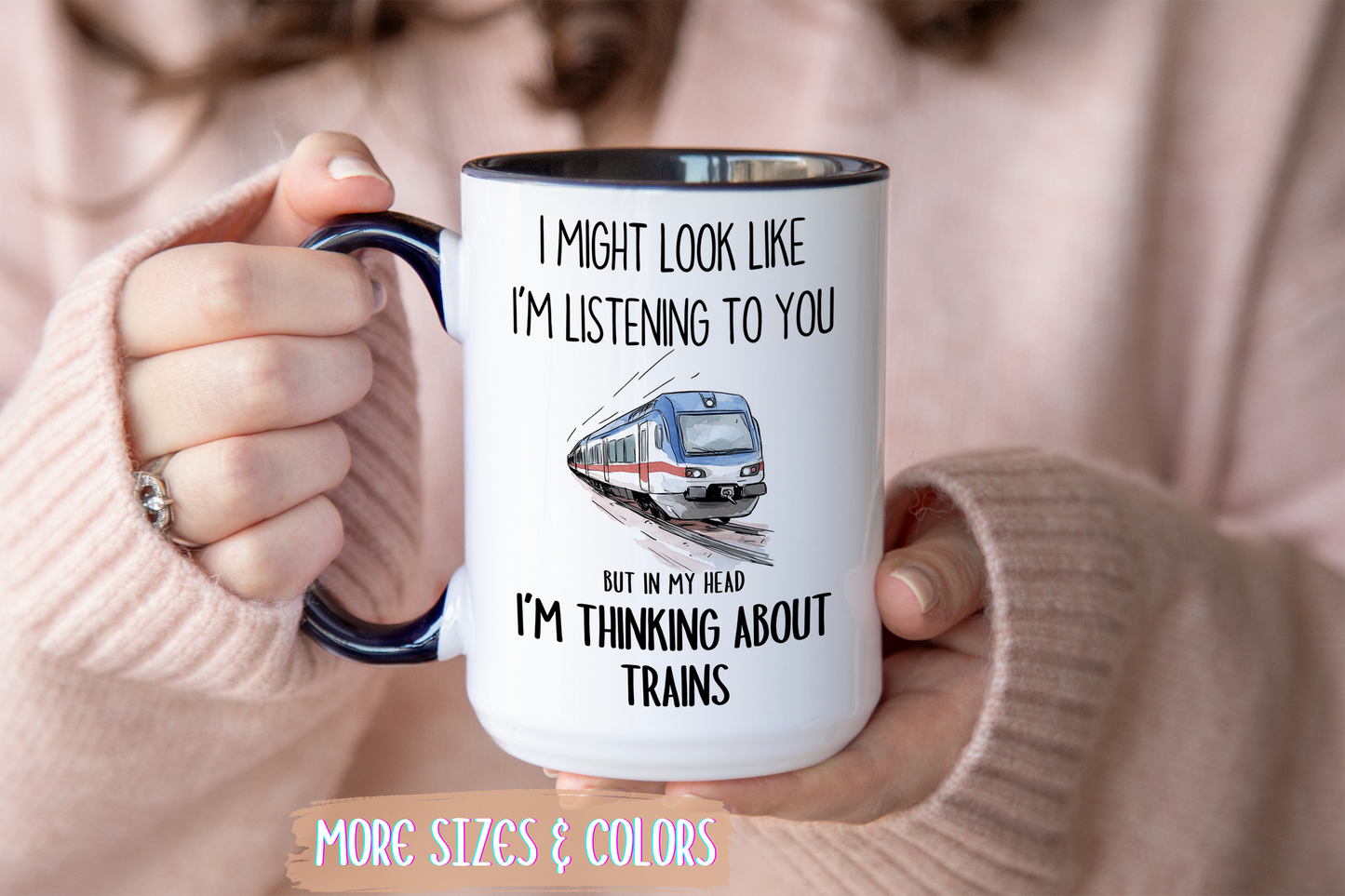I Might Look Like I’m Listening Funny Train Mug | Train Lover Gift | Custom Made Railfan Coffee Cup