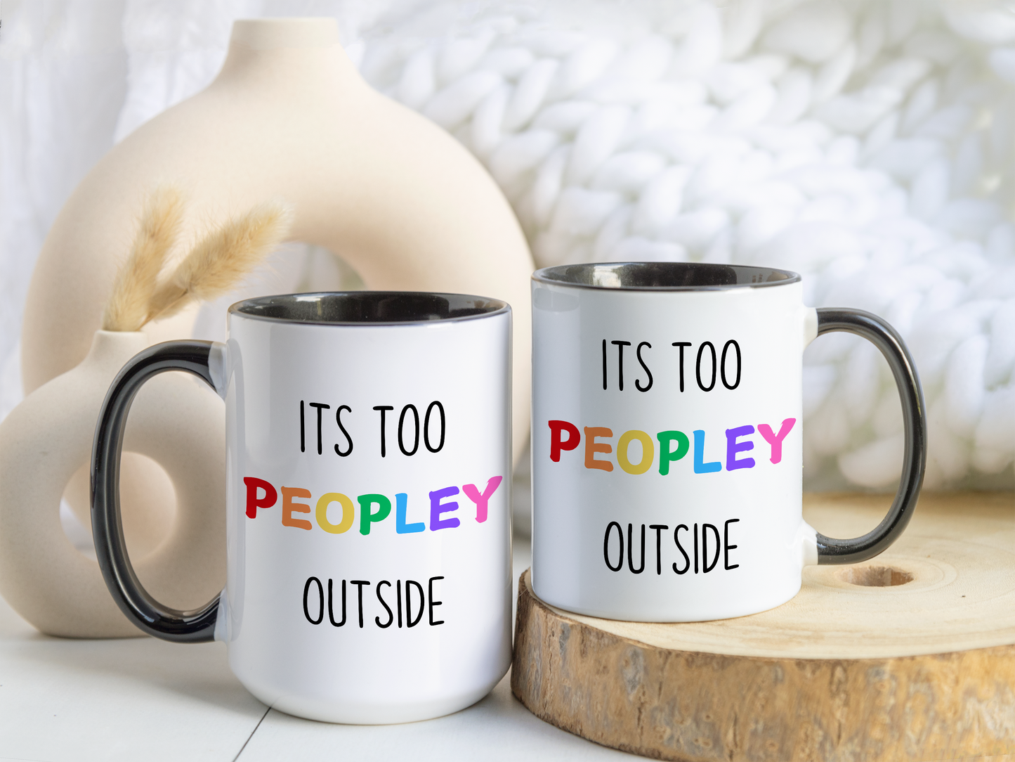 Funny Introvert Mug – “It’s Too Peopley Outside” | Colorful Coffee Cup, Sarcastic Gift For Introverts, Funny Office & Home Mug
