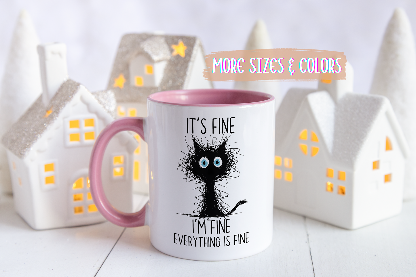 Funny Cat Mug – “It’s Fine, I’m Fine, Everything Is Fine” | Cute Stressed Cat Coffee Cup, Relatable Gift For Cat Lovers & Work Stress Relief