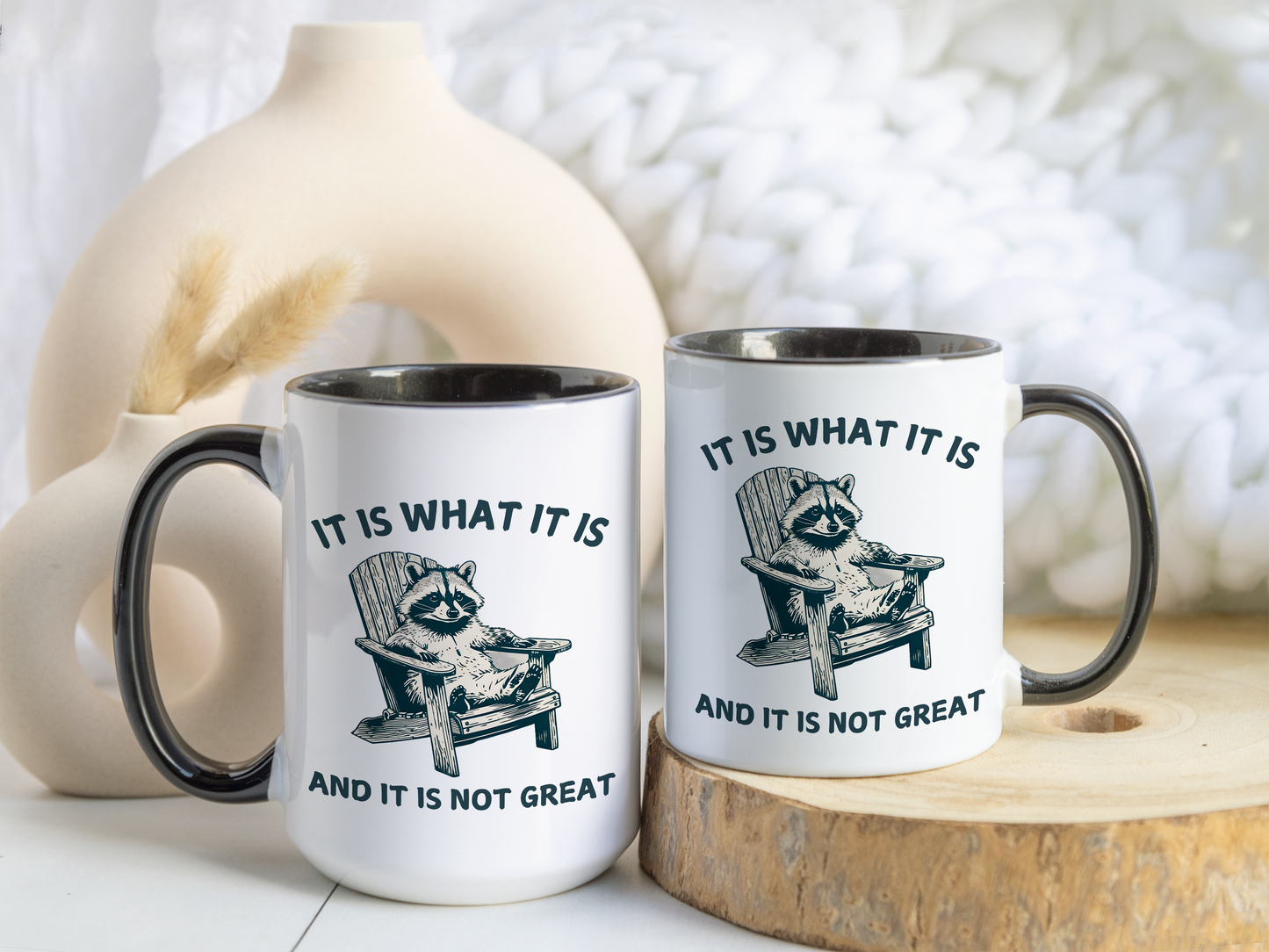 It Is What It Is And It Is Not Great Mug – Funny Raccoon Coffee Mug | Relatable Humor Gift for Adults