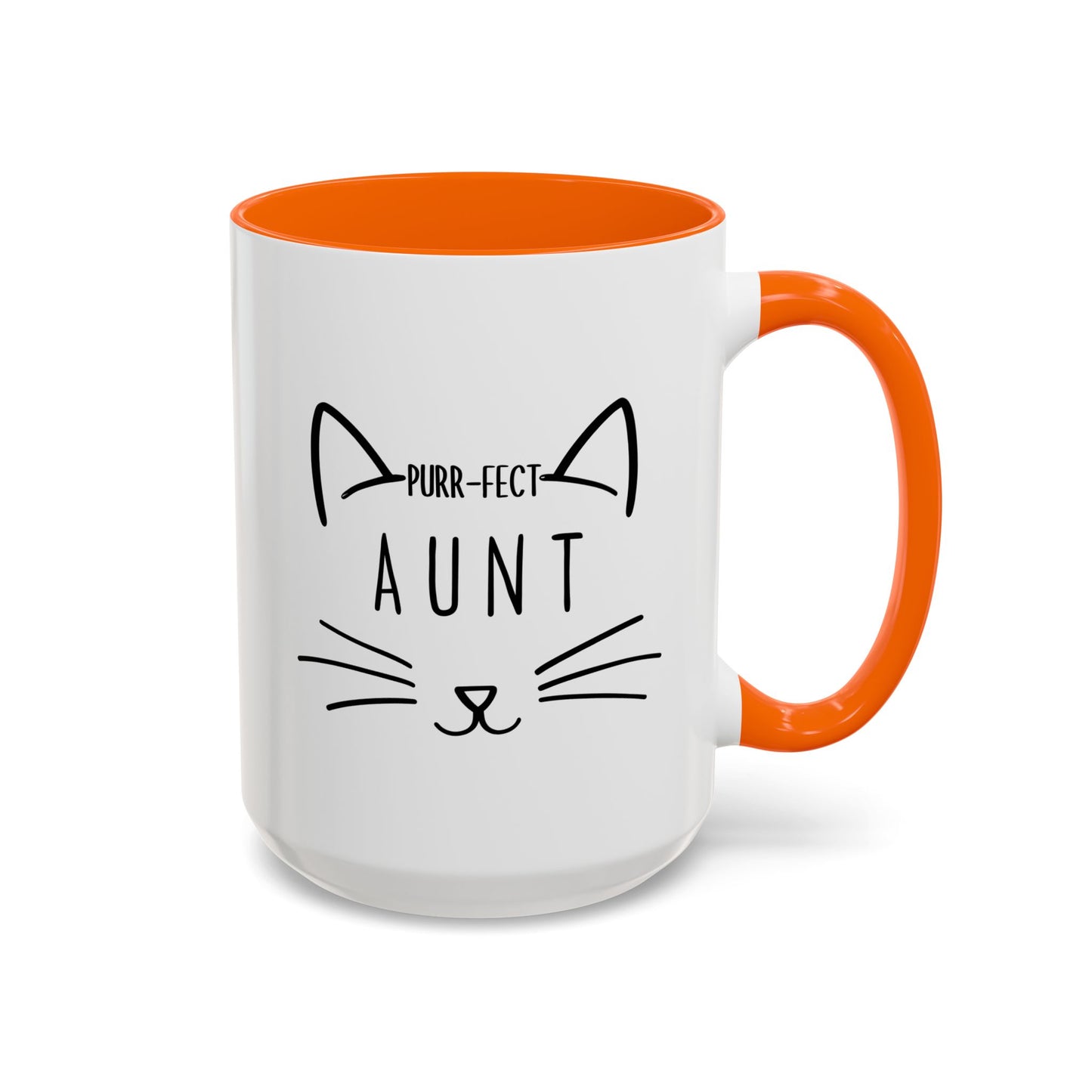 Purr-fect Aunt Mug | Cute Cat Lover Coffee Cup | Custom Made Gift for Cat Aunts, Sisters & Pet Lovers